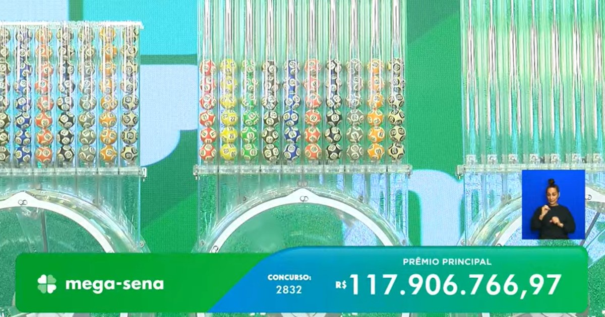 Ninguém acerta as seis dezenas da Mega-Sena 2832, e prêmio vai a R$ 130 milhões; veja números sorteados
