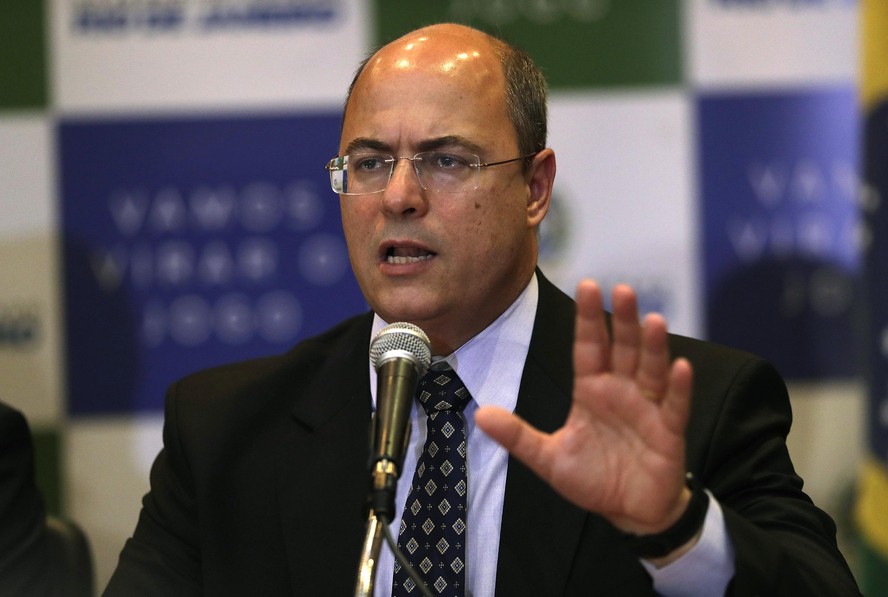 Rio de Janeiro Gov. Wilson Witzel gives a news conference concerning the death of an 8-year-old girl in Rio de Janeiro, Brazil, Monday, Sept. 23, 2019. Ágatha Sales Félix died Friday after she was sho