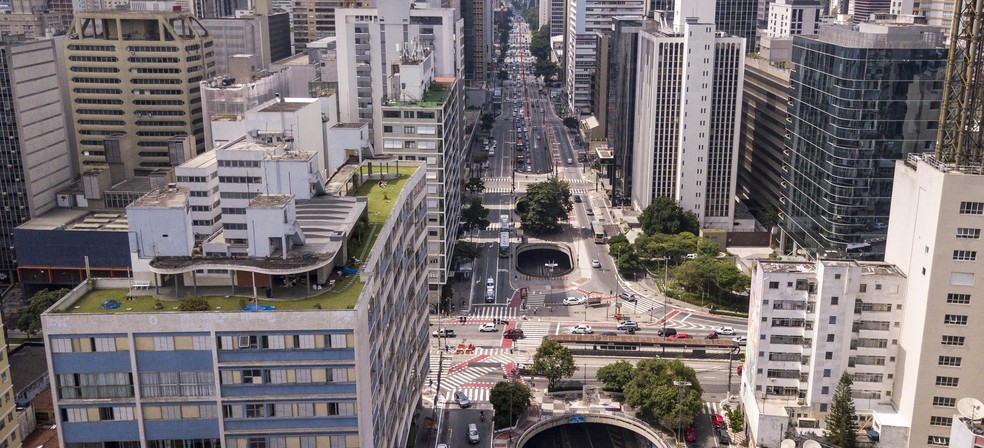 Vista aerea da cidade de Sao Paulo. Na imagem , vista da Avenida Paulista. — Foto: Fernando Martinho/Valor